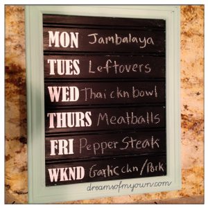 Simple Meal Planning Board